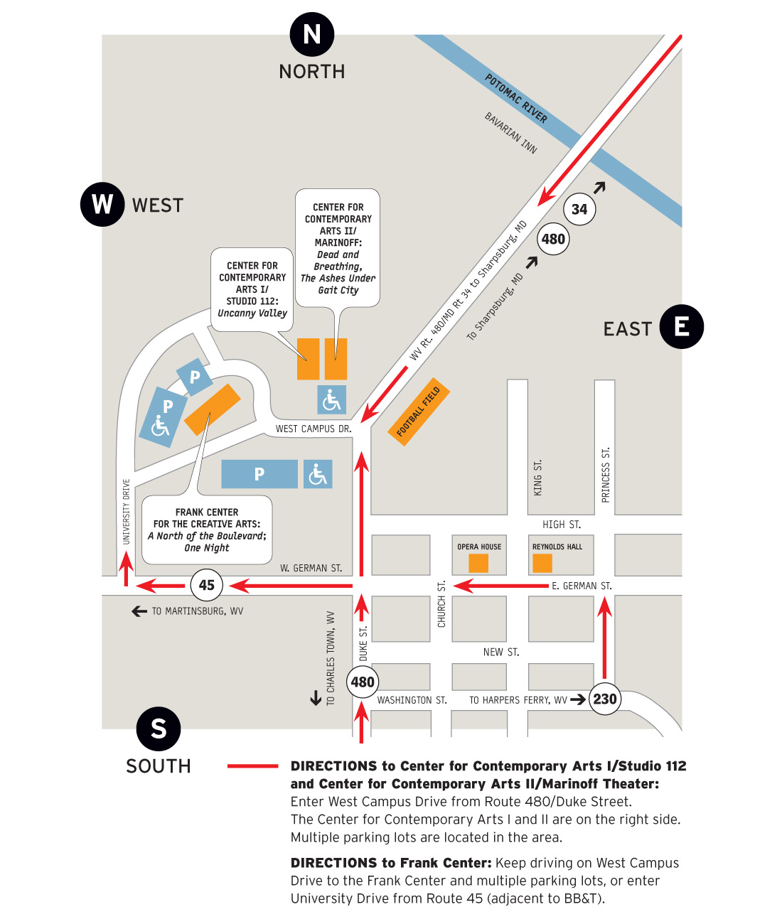 Shepherd University Campus Map 2014 Venue Map - Contemporary American Theater Festival At Shepherd  University | Catf